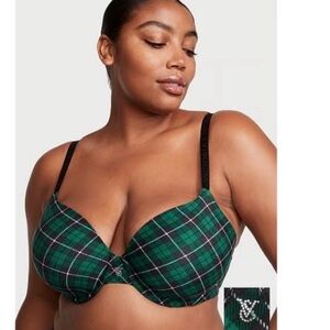 Victoria's Secret Plaid Green Bra NEW 36D